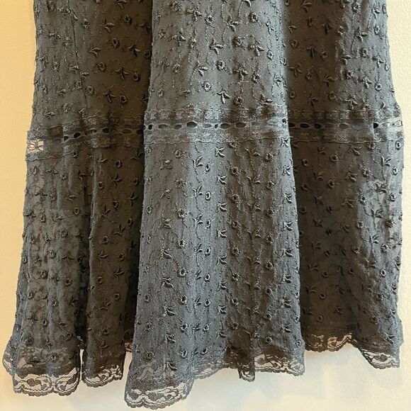 Vintage Jonathan Martin Studio Silk Eyelet Sleeveless Ruffle Flounce Dress Black - Picture 9 of 13